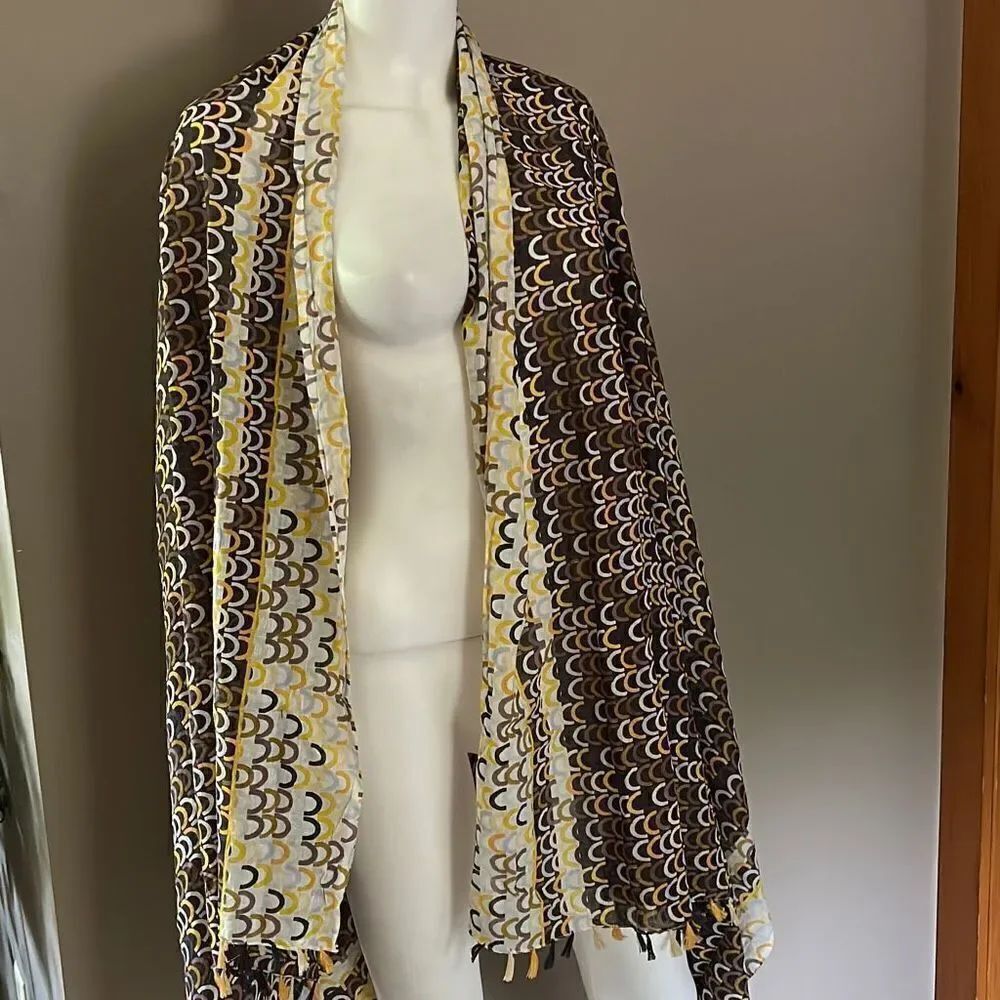 Linen Tassel Scarf Fall Colors - Picture 4 of 9